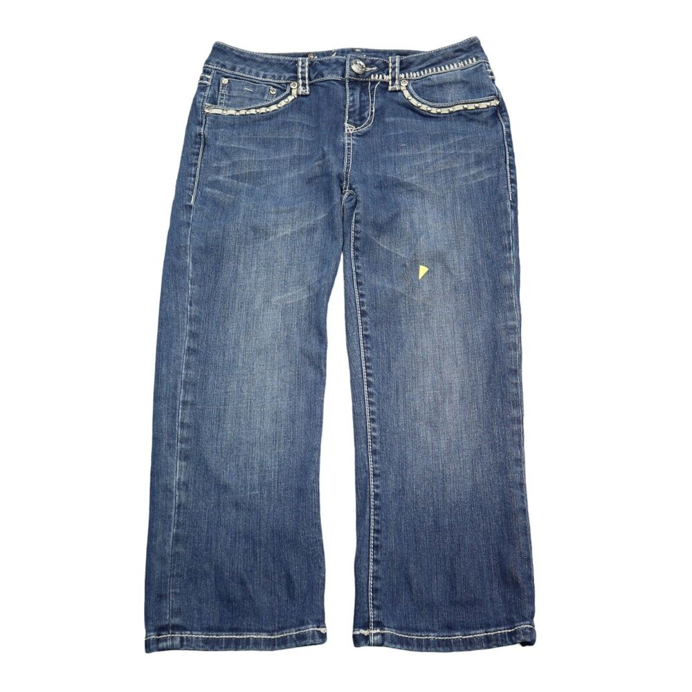 LA Idol USA Pants Womens 9 Blue Denim Mid Rise Straight Leg Capri Jeans